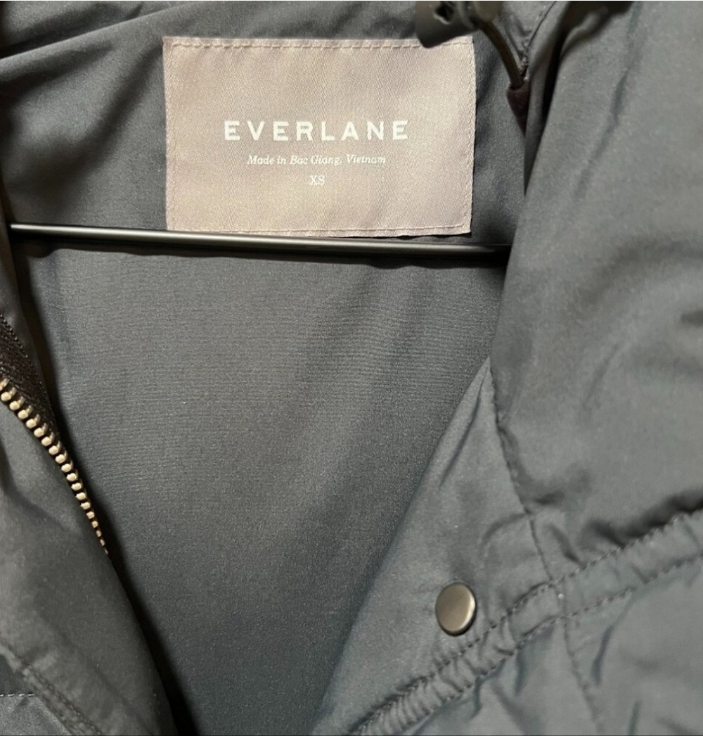 Everlane Womens Navy Blue Puffer Down Hooded Long Coat Size XS - Picture 3 of 7